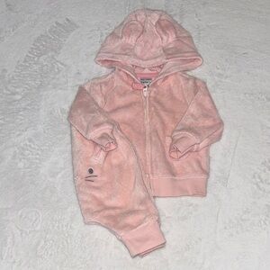 Baby Pink Plush Hoodie & Jogger Set